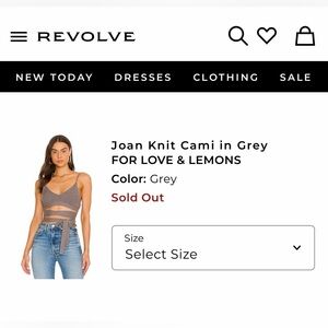 REVOLVE For Love & Lemons Joan Grey Wrap Tie Knit Cami Bra Top Cropped Size XS